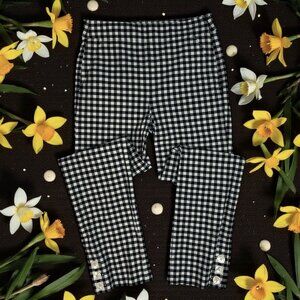 J. CREW Remi Pants Size 4 Tall Navy Blue White Gingham Plaid Ankle Button AJ874